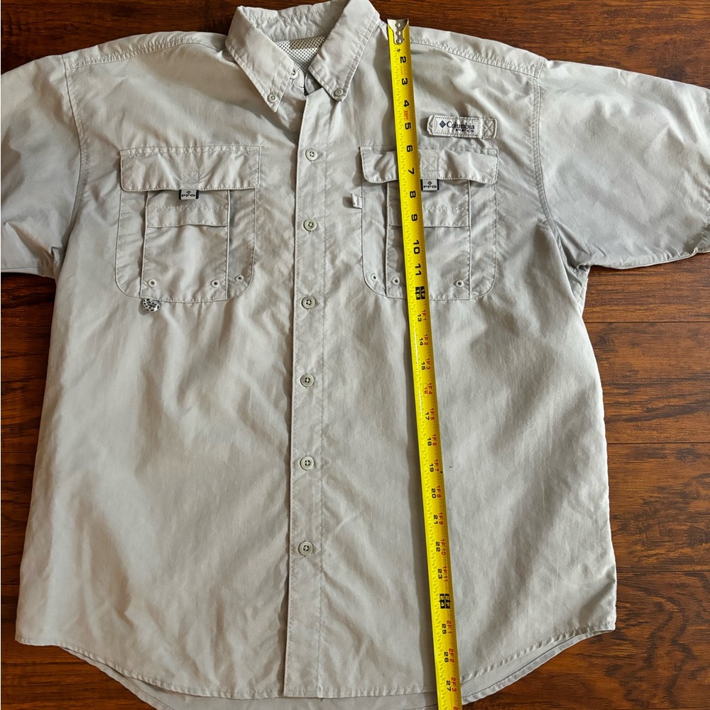 Columbia Men's PFG Bahama II Short-Sleeve Button-Down Fishing Shirt Light Grey - Picture 4 of 9